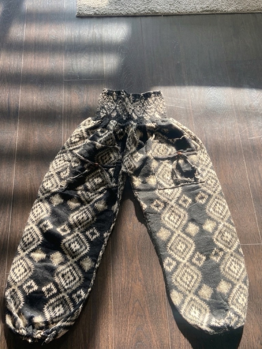 adults Black and Cream Patterned Harem Pants